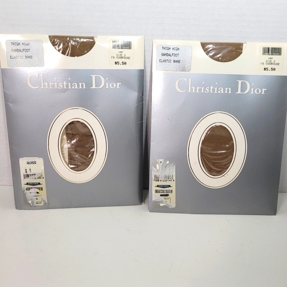 Dior Accessories - 2 PAIR Christian Dior Thigh High Sandal Foot Elastic Band Stockings NOS Size 2